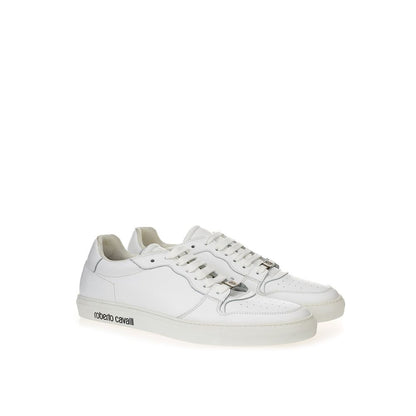 Roberto Cavalli Weiße Leder-Sneakers Luxus-Schuhe