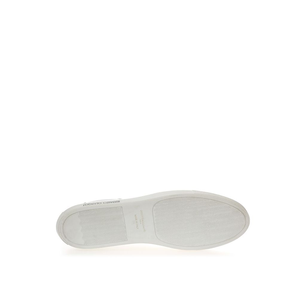 Roberto Cavalli Weiße Leder-Sneakers Luxus-Schuhe