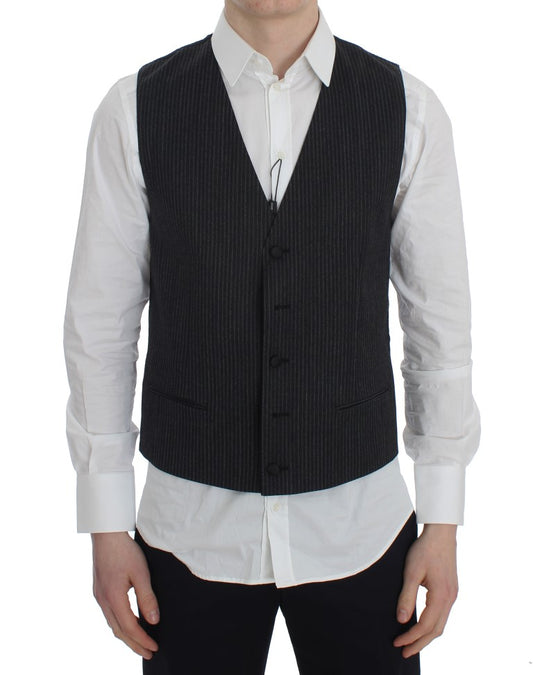Dolce &amp; Gabbana – Grau gestreifte formelle Strickjacke