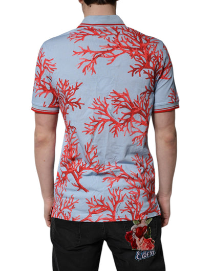 Dolce &amp; Gabbana Light Blue Coral Cotton Polo Shirt T-shirt