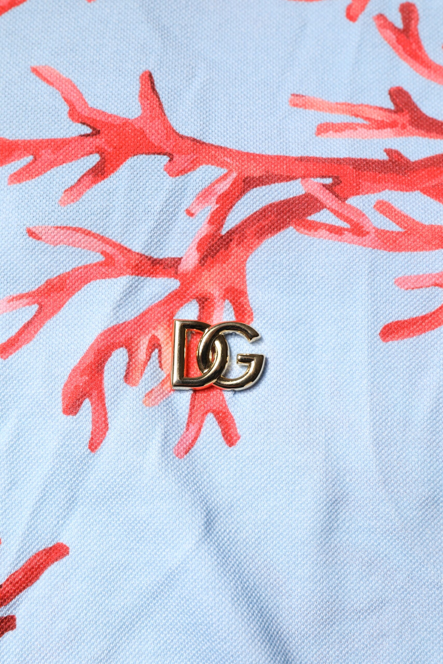 Dolce &amp; Gabbana Light Blue Coral Cotton Polo Shirt T-shirt