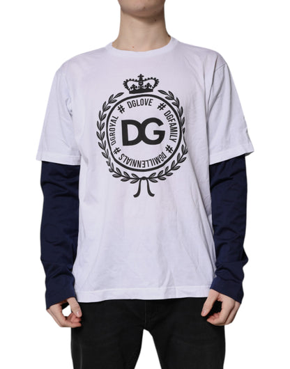 Dolce &amp; Gabbana White Graphic Print Cotton Crew Neck T-shirt