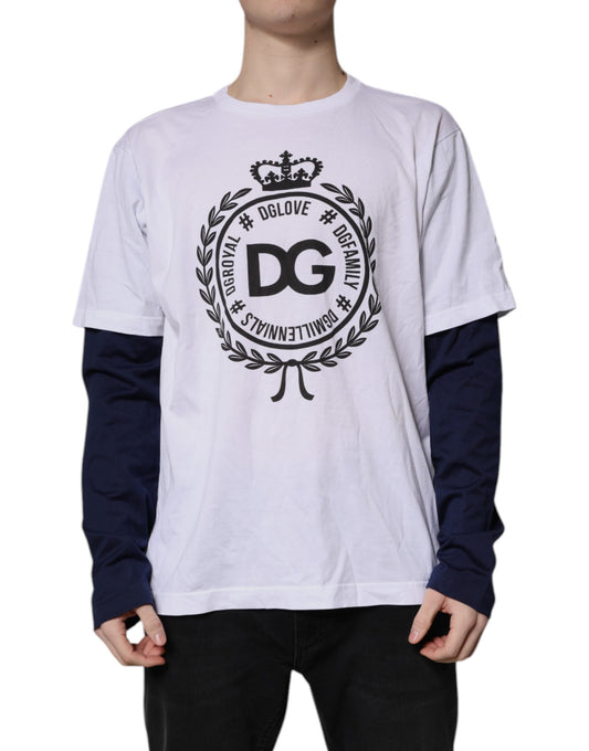 Dolce &amp; Gabbana White Graphic Print Cotton Crew Neck T-shirt
