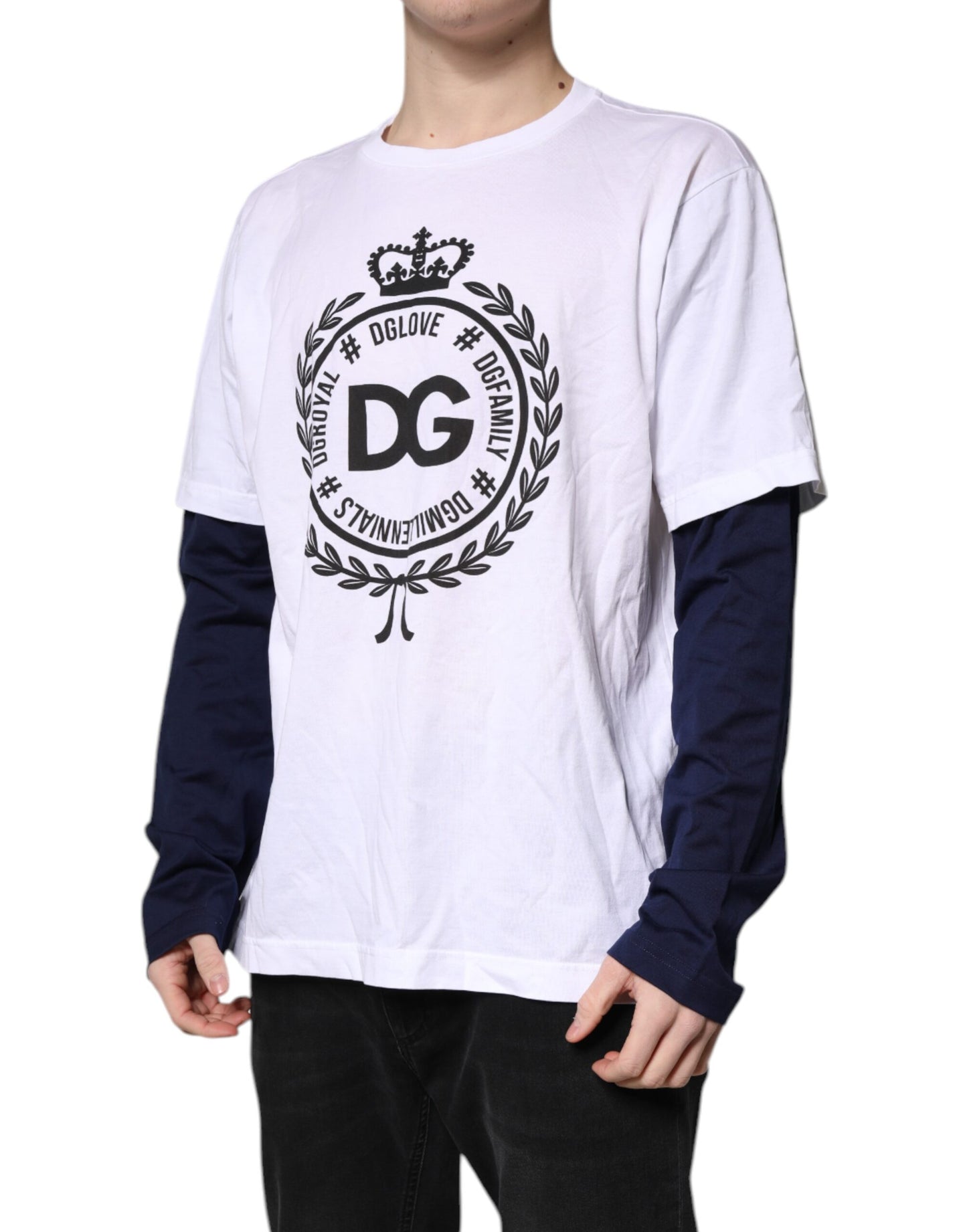 Dolce &amp; Gabbana White Graphic Print Cotton Crew Neck T-shirt