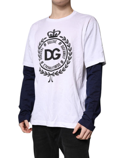 Dolce &amp; Gabbana White Graphic Print Cotton Crew Neck T-shirt