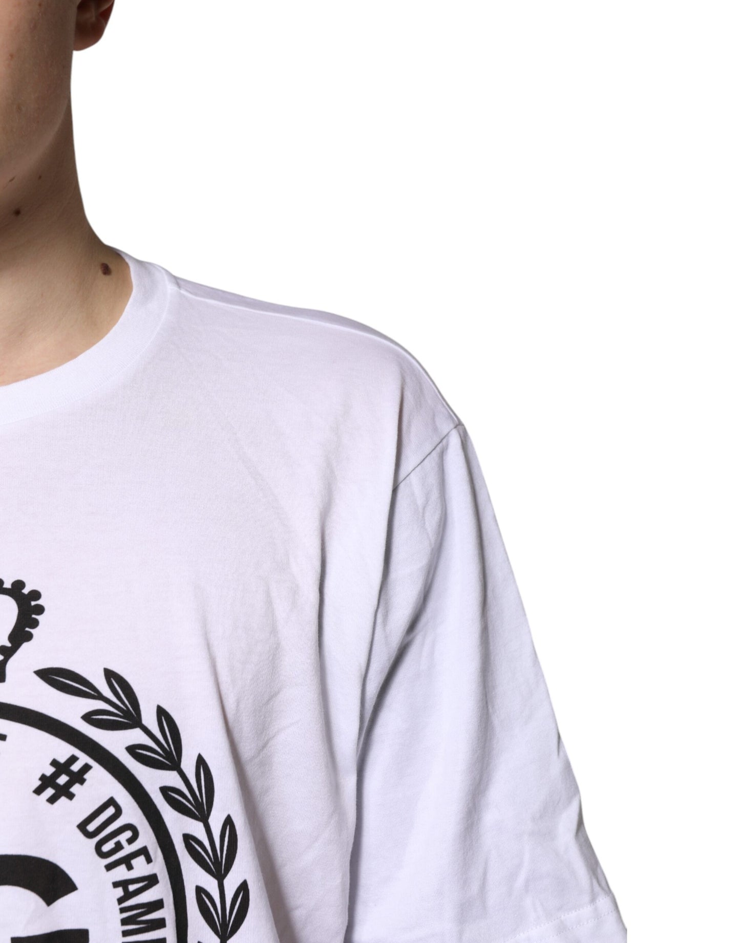Dolce &amp; Gabbana White Graphic Print Cotton Crew Neck T-shirt