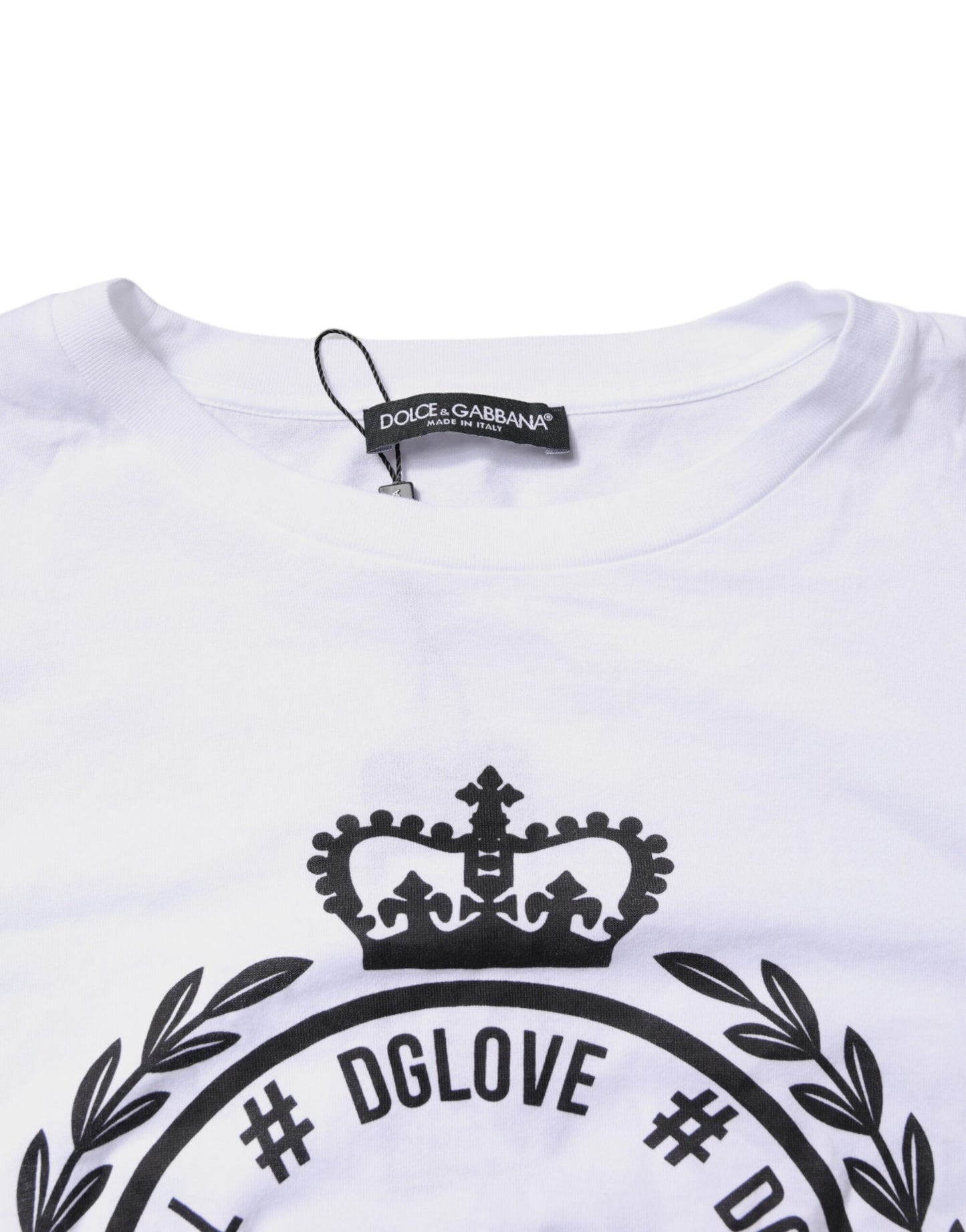 Dolce &amp; Gabbana White Graphic Print Cotton Crew Neck T-shirt
