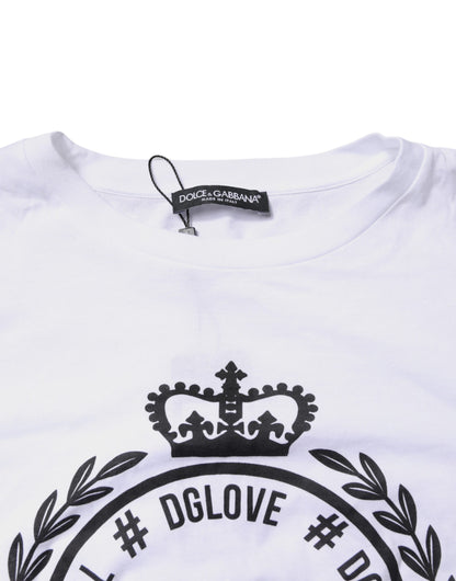 Dolce &amp; Gabbana White Graphic Print Cotton Crew Neck T-shirt
