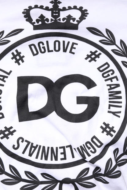 Dolce &amp; Gabbana White Graphic Print Cotton Crew Neck T-shirt