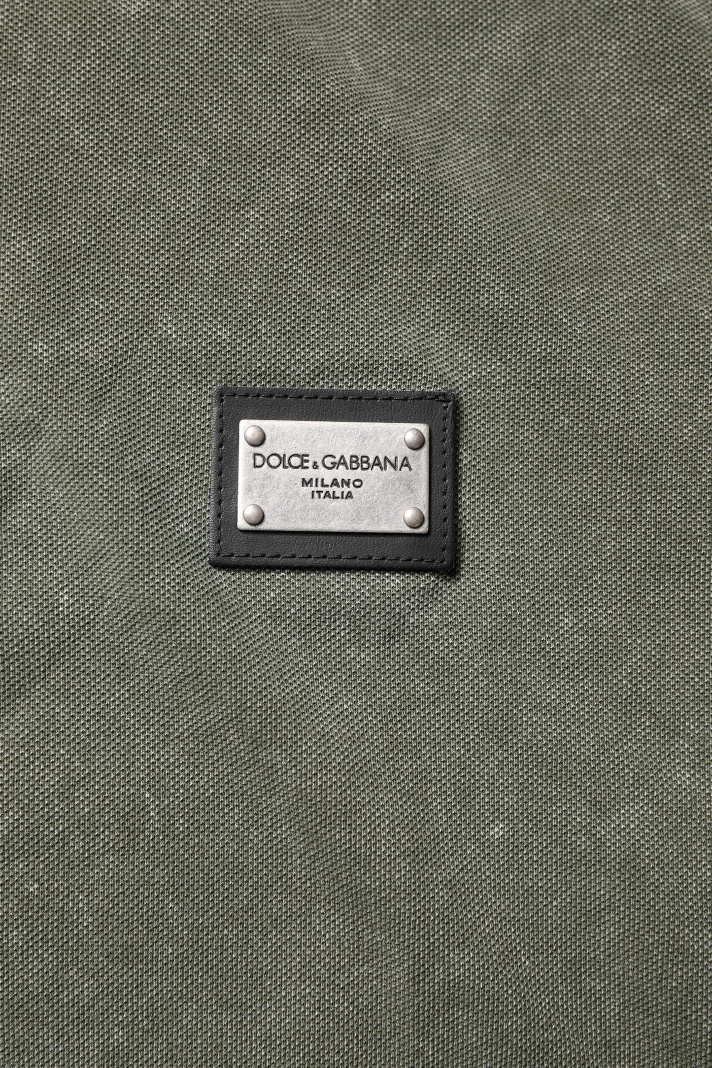 Dolce &amp; Gabbana Army Green Logo Plaque Cotton Polo Shirt T-shirt