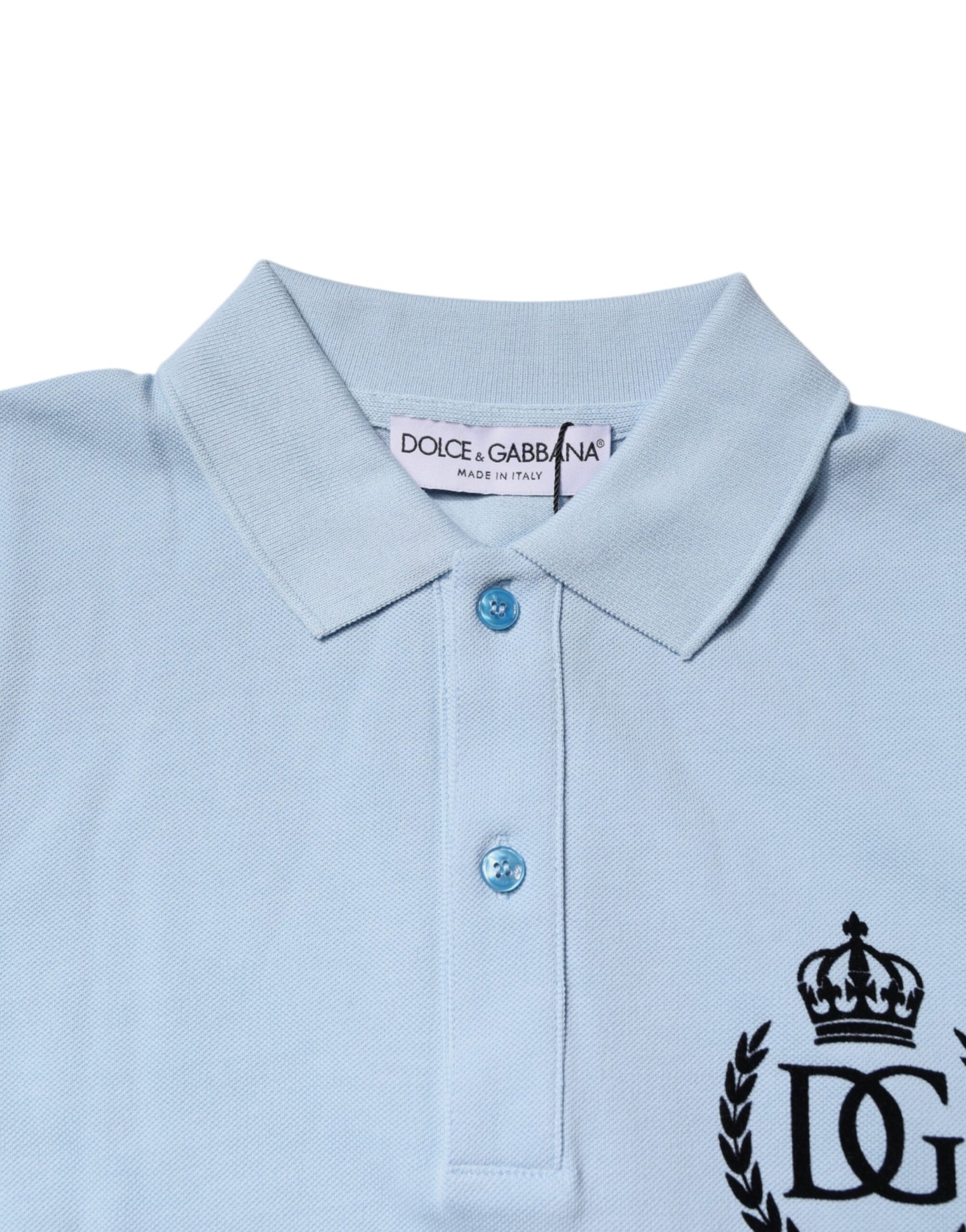 Dolce &amp; Gabbana Sky Blue Cotton Crown Collared Polo T-shirt