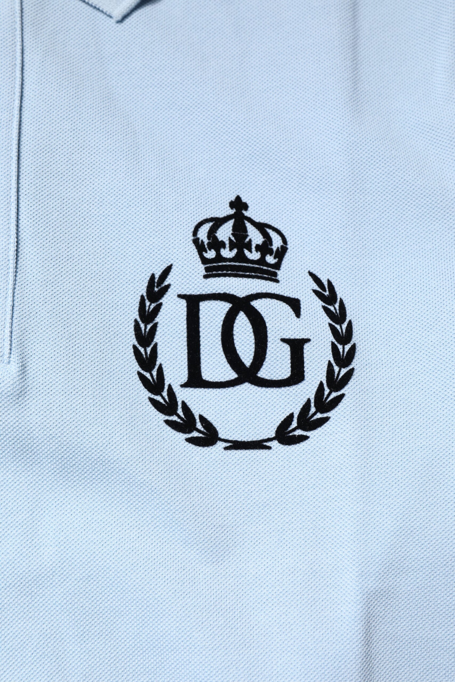Dolce &amp; Gabbana Sky Blue Cotton Crown Collared Polo T-shirt