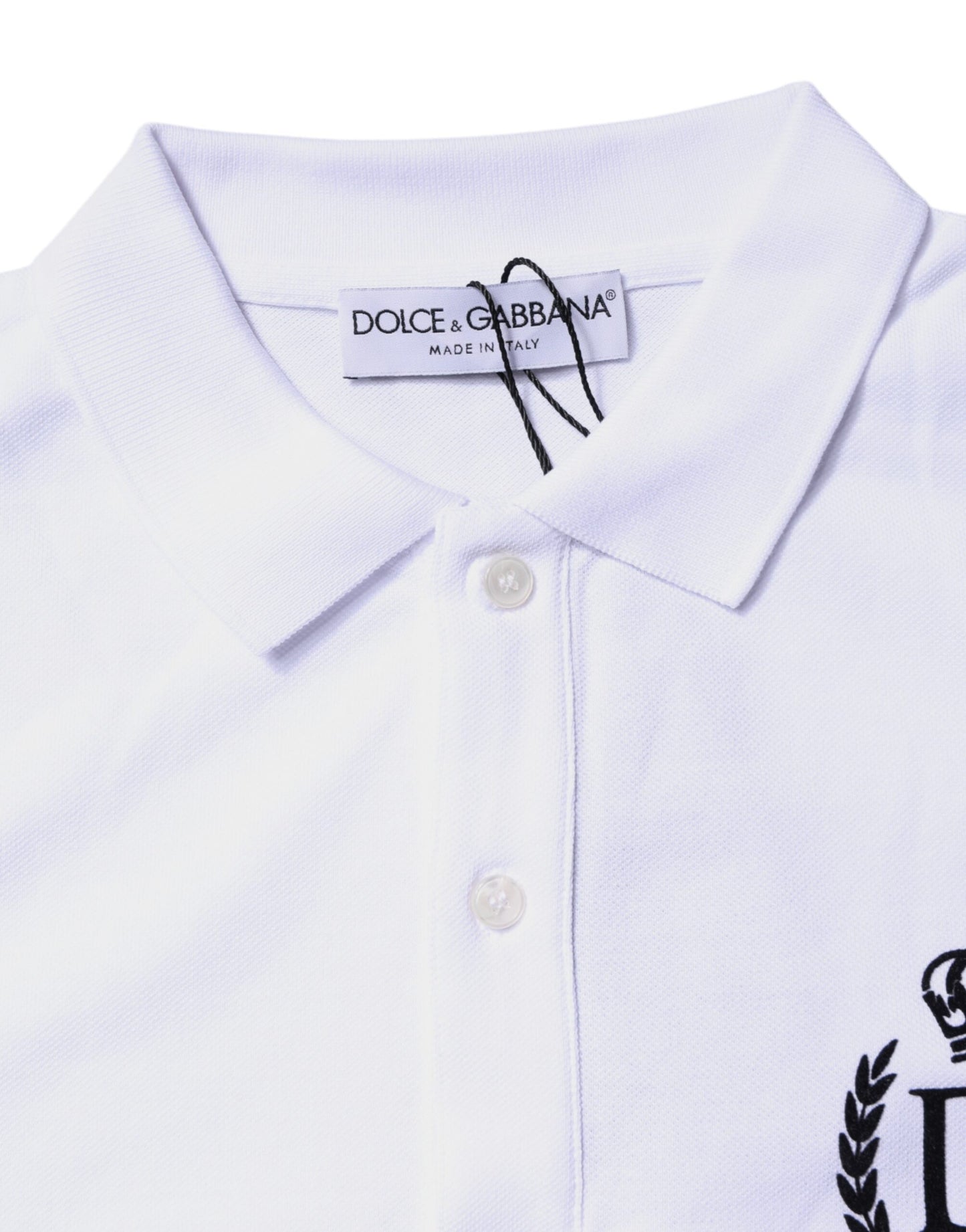 Dolce &amp; Gabbana White Cotton Crown Collared Men Polo T-shirt