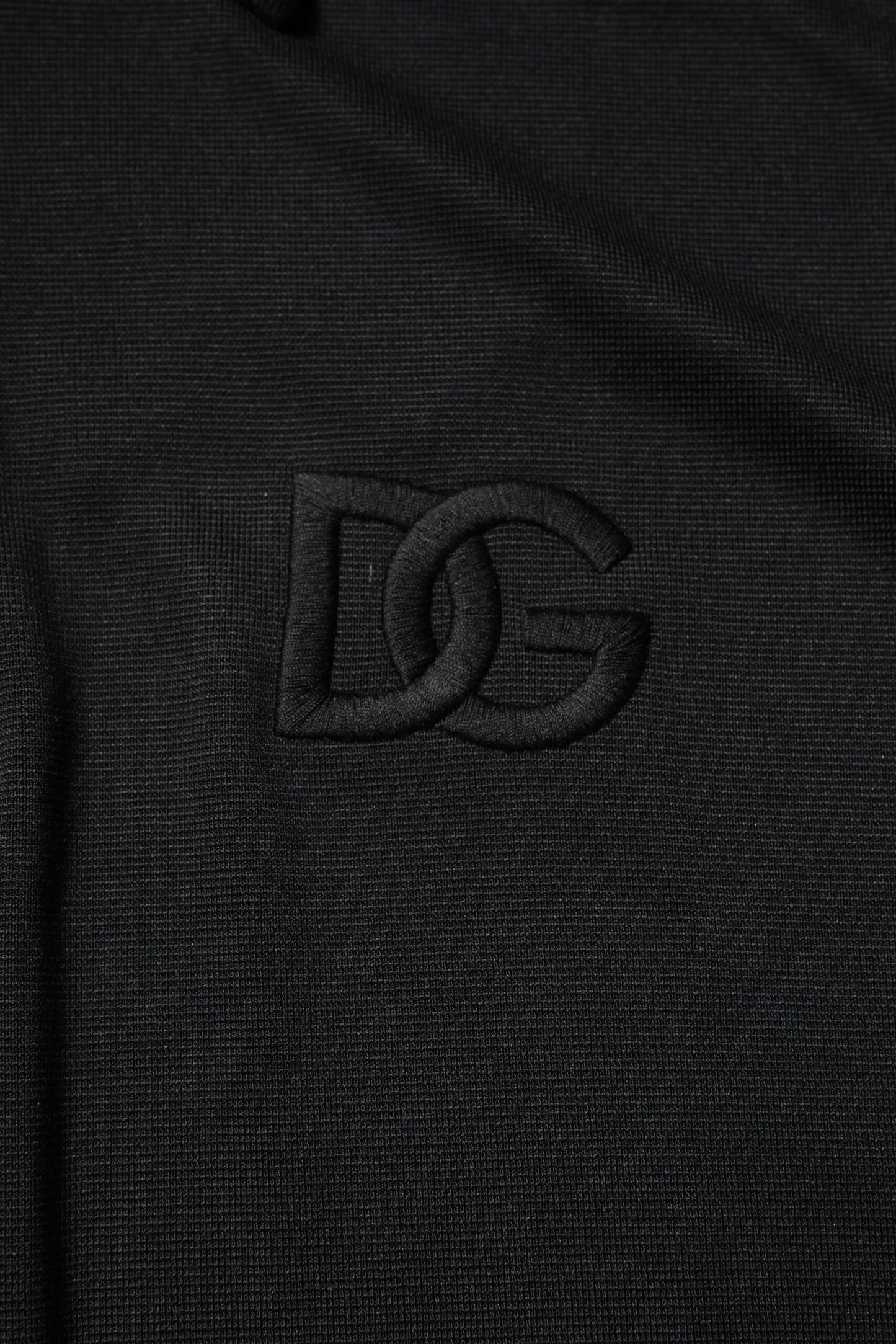Dolce &amp; Gabbana Black Polyester DG Logo Collared Polo T-shirt