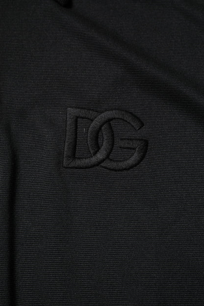 Dolce &amp; Gabbana Black Polyester DG Logo Collared Polo T-shirt