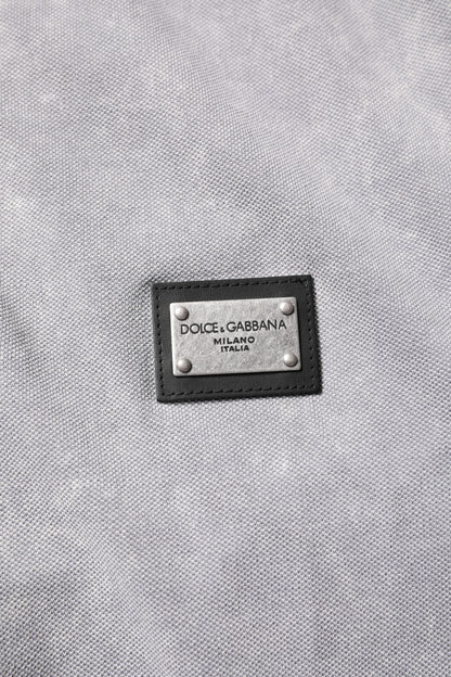 Dolce &amp; Gabbana Gray Logo Plaque Cotton Men Polo Shirt T-shirt