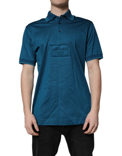 Dolce &amp; Gabbana Blue Logo Cotton Men Polo Shirt T-shirt