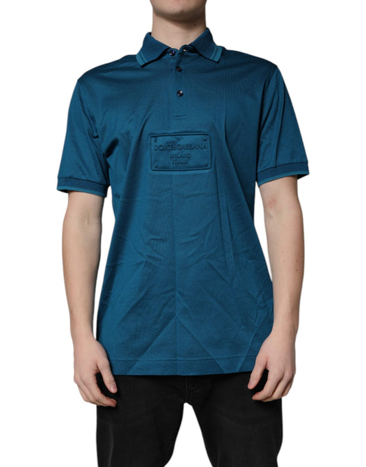 Dolce &amp; Gabbana Blue Logo Cotton Men Polo Shirt T-shirt