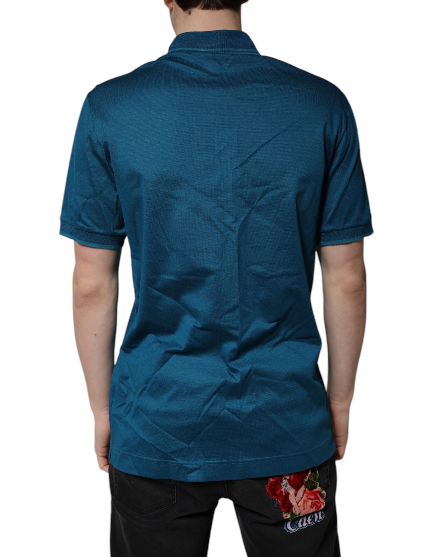 Dolce &amp; Gabbana Blue Logo Cotton Men Polo Shirt T-shirt