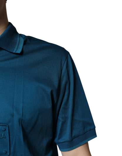 Dolce &amp; Gabbana Blue Logo Cotton Men Polo Shirt T-shirt