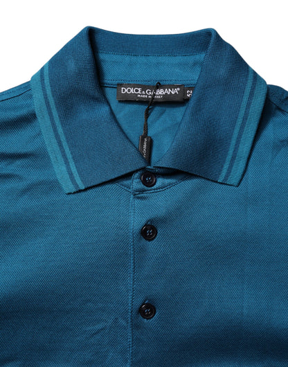 Dolce &amp; Gabbana Blue Logo Cotton Men Polo Shirt T-shirt