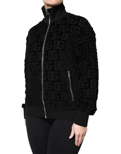 Dolce &amp; Gabbana – Schwarze Bomberjacke mit durchgehendem Reißverschluss und Logo-Monogramm