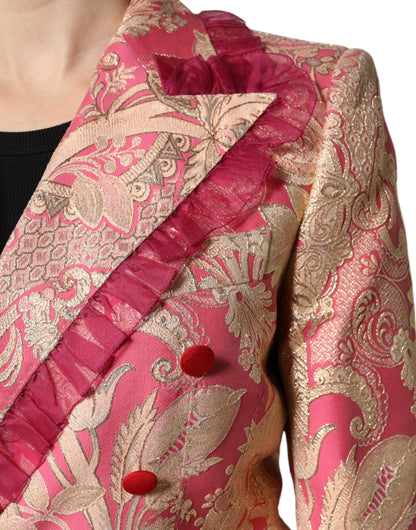 Dolce &amp; Gabbana – Blazerjacke aus Jacquard-Nylon in Roségold