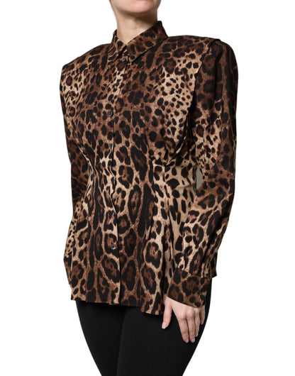 Dolce &amp; Gabbana Braune Seidenmanteljacke mit Leopardenmuster und Knöpfen