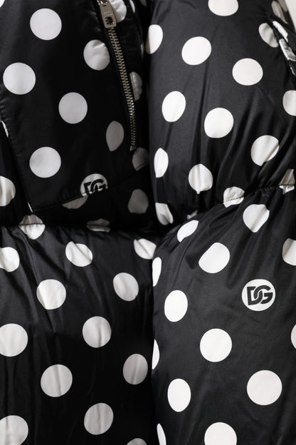Dolce &amp; Gabbana – Pufferjacke mit durchgehendem Reißverschluss und Punkten in Schwarz und Weiß