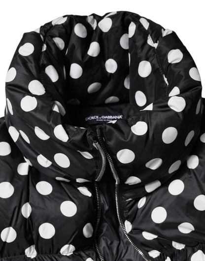 Dolce &amp; Gabbana – Pufferjacke mit durchgehendem Reißverschluss und Punkten in Schwarz und Weiß