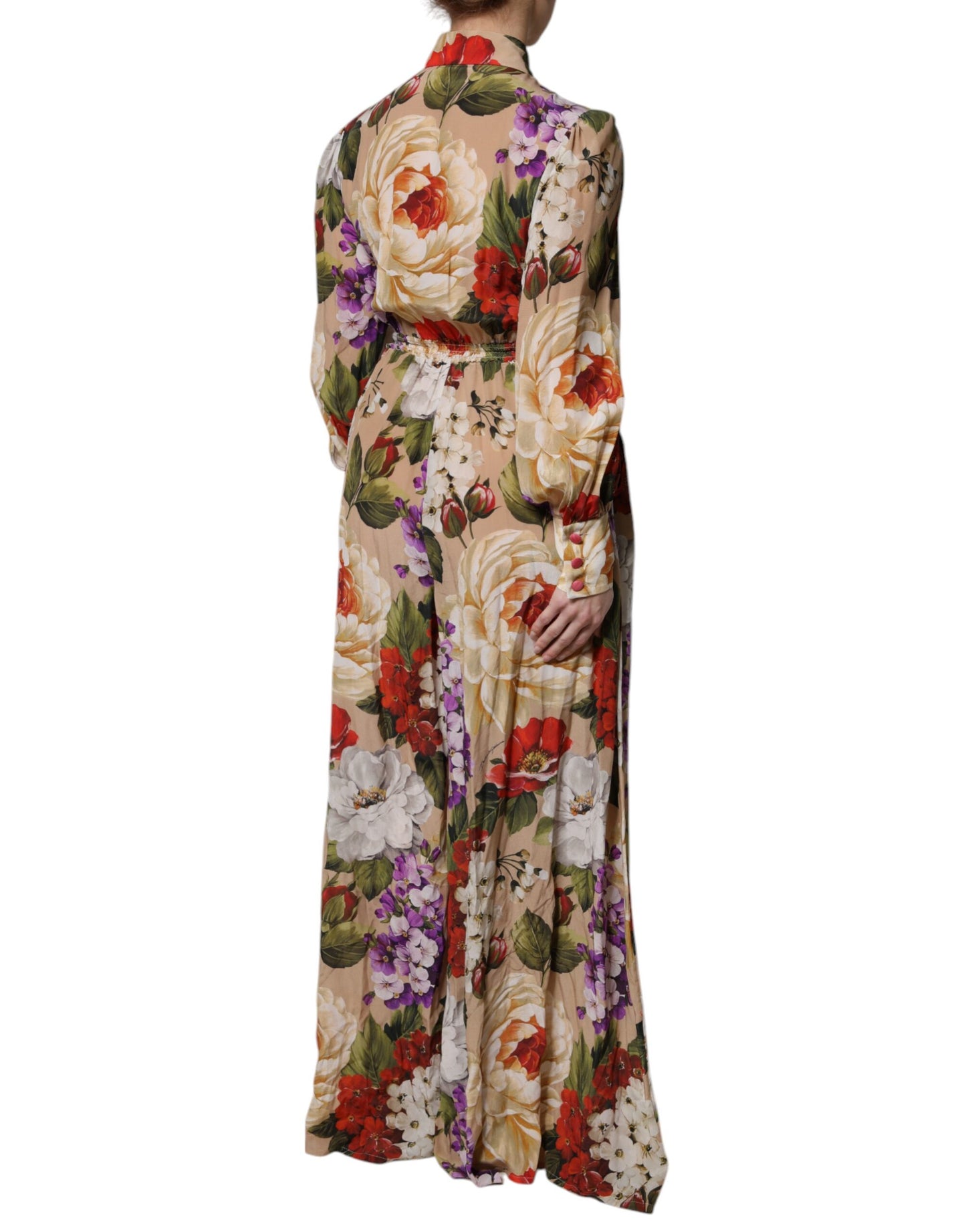 Dolce &amp; Gabbana – Mehrfarbiges Jumpsuit-Kleid mit weitem Bein und Blumenmuster