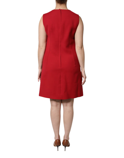 Dolce &amp; Gabbana – Rotes, ärmelloses, knielanges A-Linien-Kleid aus Wolle