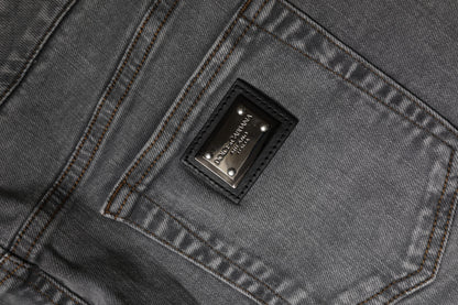 Dolce &amp; Gabbana, grauer Minirock aus Stretch-Baumwolle mit mittlerer Taille