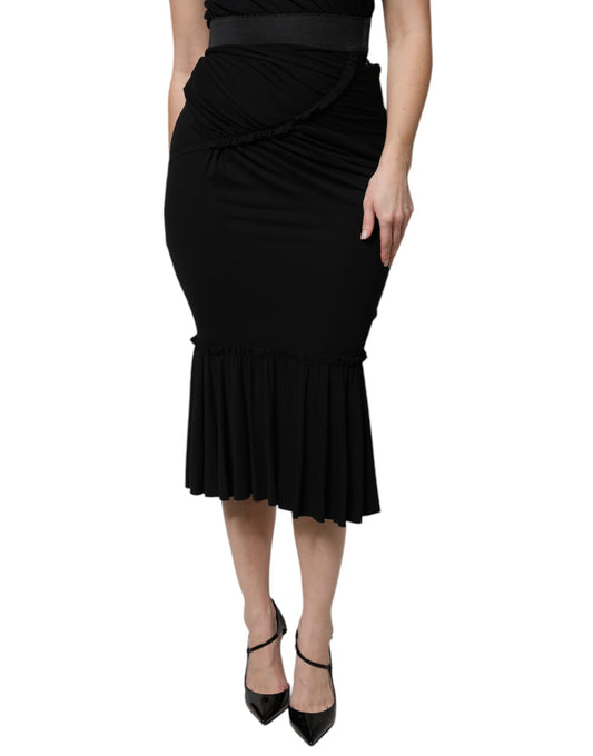 Dolce &amp; Gabbana – Schwarzer Midirock mit hoher Taille im Meerjungfrauenschnitt