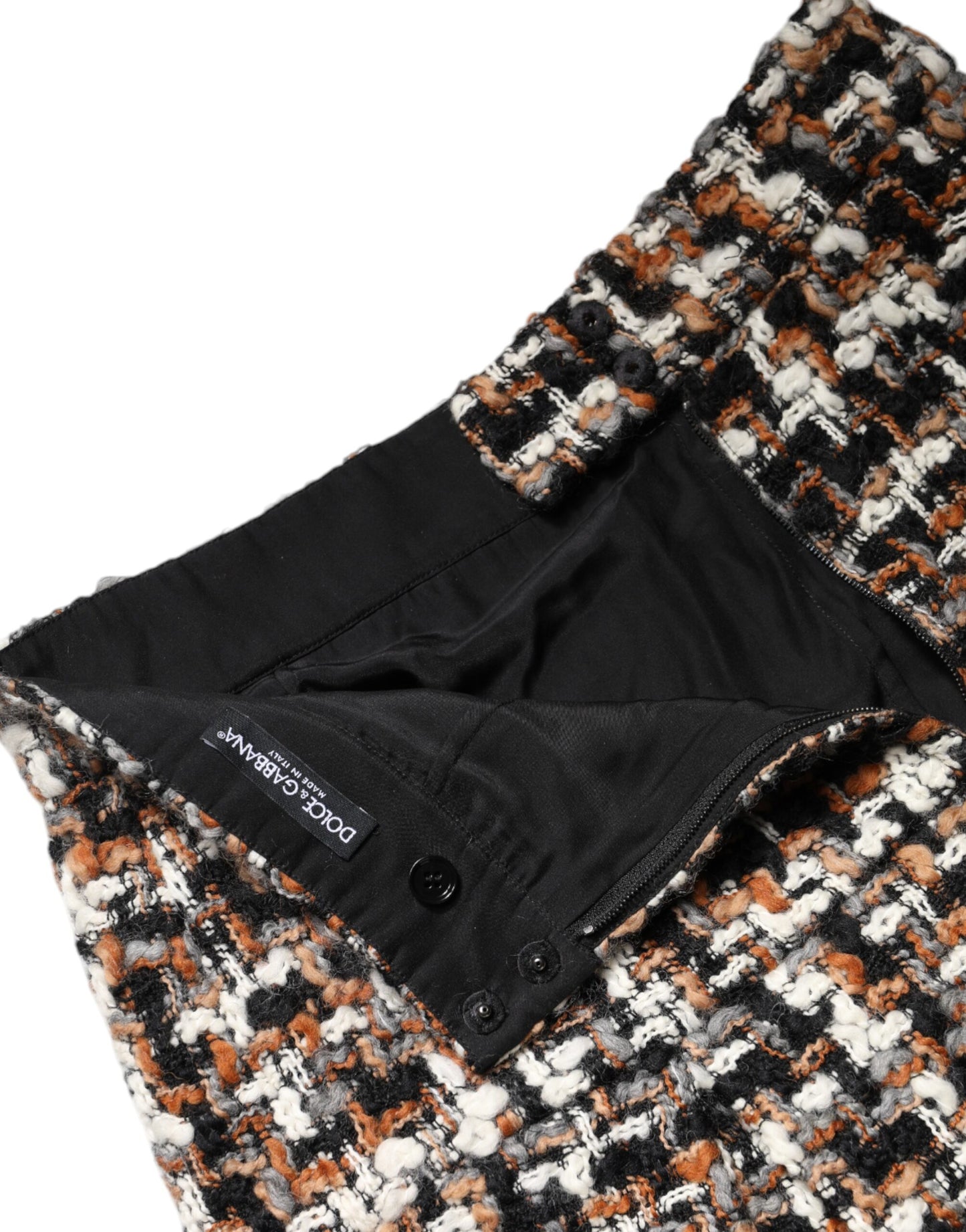 Dolce &amp; Gabbana Multicolor High Waist Tartan Tweed Mini Skirt