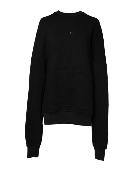 Dolce &amp; Gabbana – Schwarzes Sweatshirt aus Baumwolle mit Rundhalsausschnitt
