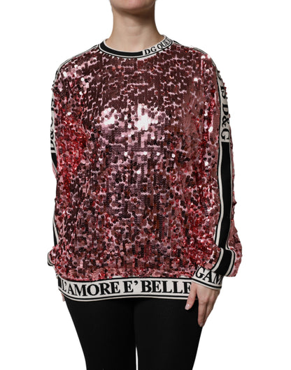 Dolce &amp; Gabbana – Pullover mit Pailletten „DG Queen“ in Rosa
