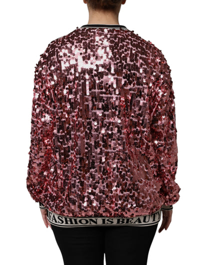 Dolce &amp; Gabbana – Pullover mit Pailletten „DG Queen“ in Rosa