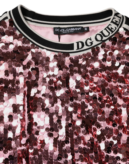 Dolce &amp; Gabbana – Pullover mit Pailletten „DG Queen“ in Rosa