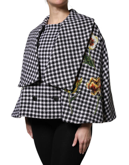 Dolce &amp; Gabbana – Cape-Jacke mit Blumenmuster in Schwarz und Weiß