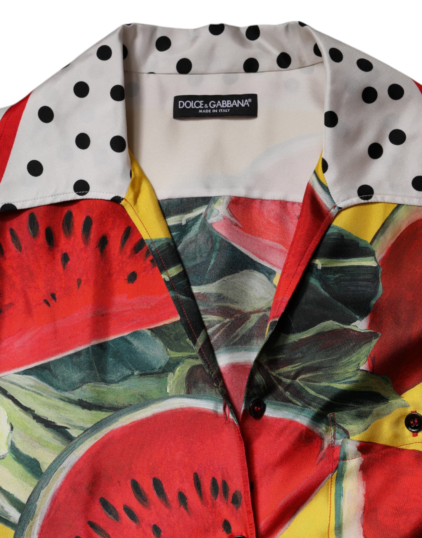 Dolce &amp; Gabbana – Mehrfarbiges Hemdoberteil mit Wassermelonenkragen