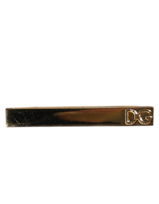 Dolce &amp; Gabbana Goldfarbene Messing-Kristall-Markenaccessoire-Krawattenklammer