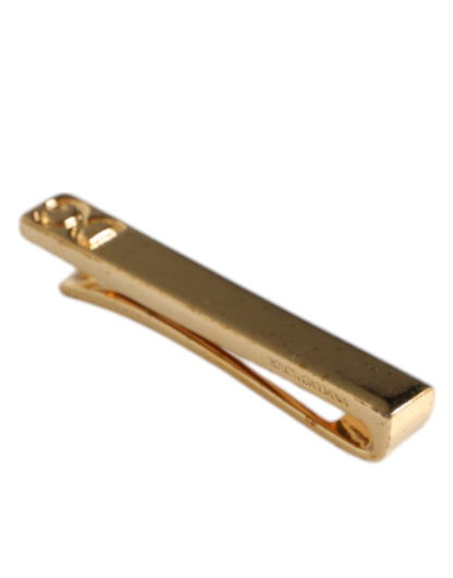 Dolce &amp; Gabbana Gold Tone Brass Crystal Branded Accessory Tie Clip Bar