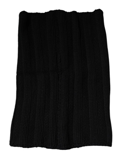 Dolce &amp; Gabbana – Schwarzer, gestrickter Halswärmer-Foulardschal aus Kaschmir