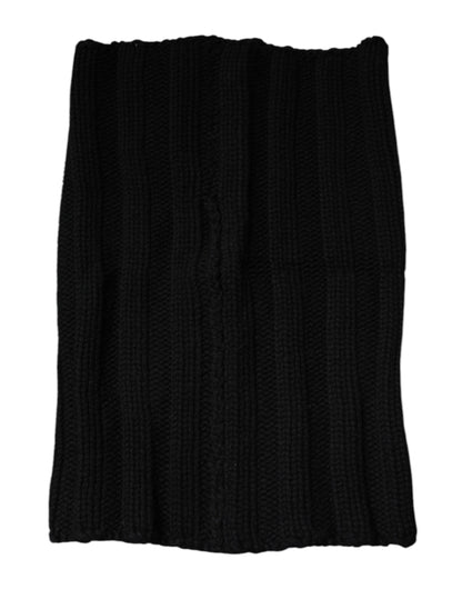Dolce &amp; Gabbana – Schwarzer, gestrickter Halswärmer-Foulardschal aus Kaschmir
