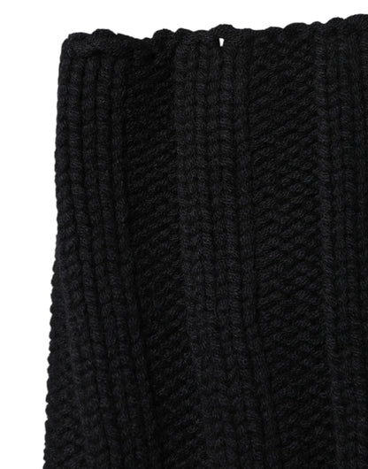 Dolce &amp; Gabbana – Schwarzer, gestrickter Halswärmer-Foulardschal aus Kaschmir
