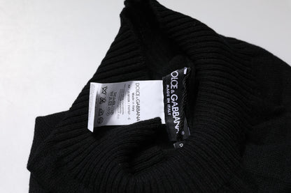 Dolce &amp; Gabbana – Schwarzer, gestrickter Halswärmer-Foulardschal aus Kaschmir