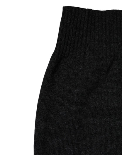 Dolce &amp; Gabbana – Schwarzer, gestrickter Halswärmer-Foulardschal aus Kaschmir