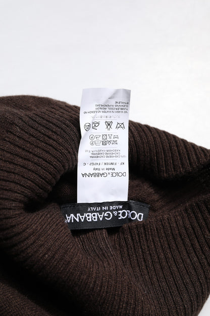 Dolce &amp; Gabbana – Brauner, gestrickter Halswärmer-Foulardschal aus Kaschmir