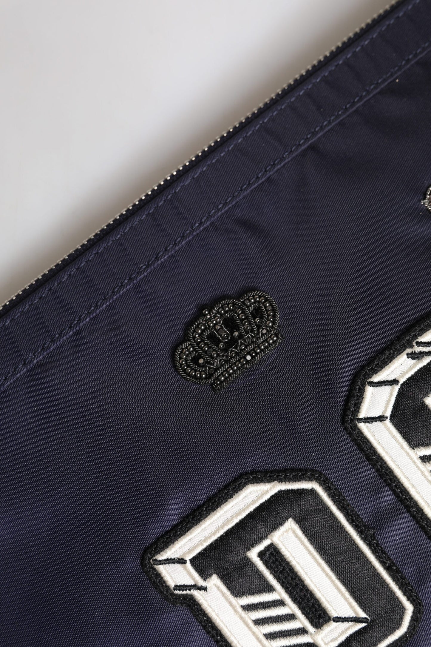 Dolce &amp; Gabbana Blue DG Logo Patch Embellished Pouch Clutch Bag